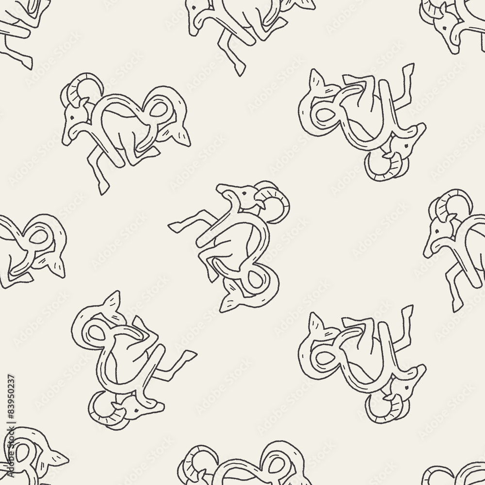 Fototapeta Capricorn Constellation doodle seamless pattern background