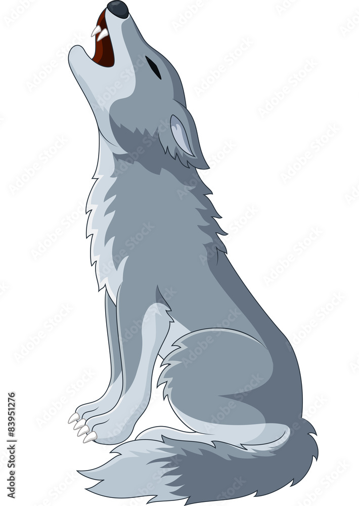 Fototapeta premium Cartoon Wolf howling