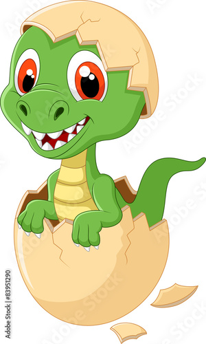 Cute dinosaur cartoon hatching