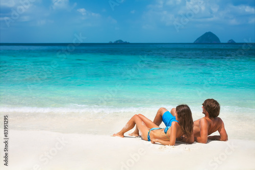 Young couple on the tropical beach