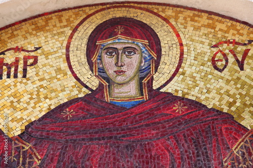 Virgin Mary - mosaic icon in Orthodox Christian church, on June 09, 2009 in Budva, Montenegro