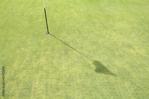 Turf core aeration on green golf.