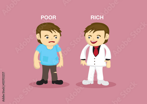 Rich Man Poor Man Vector Cartoon Illustration