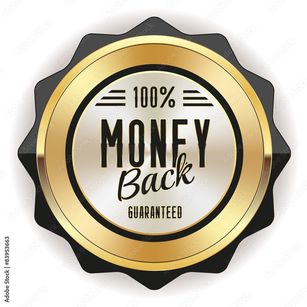 Gold money back guarantee badge with black border Gold money back guarantee badge with black border