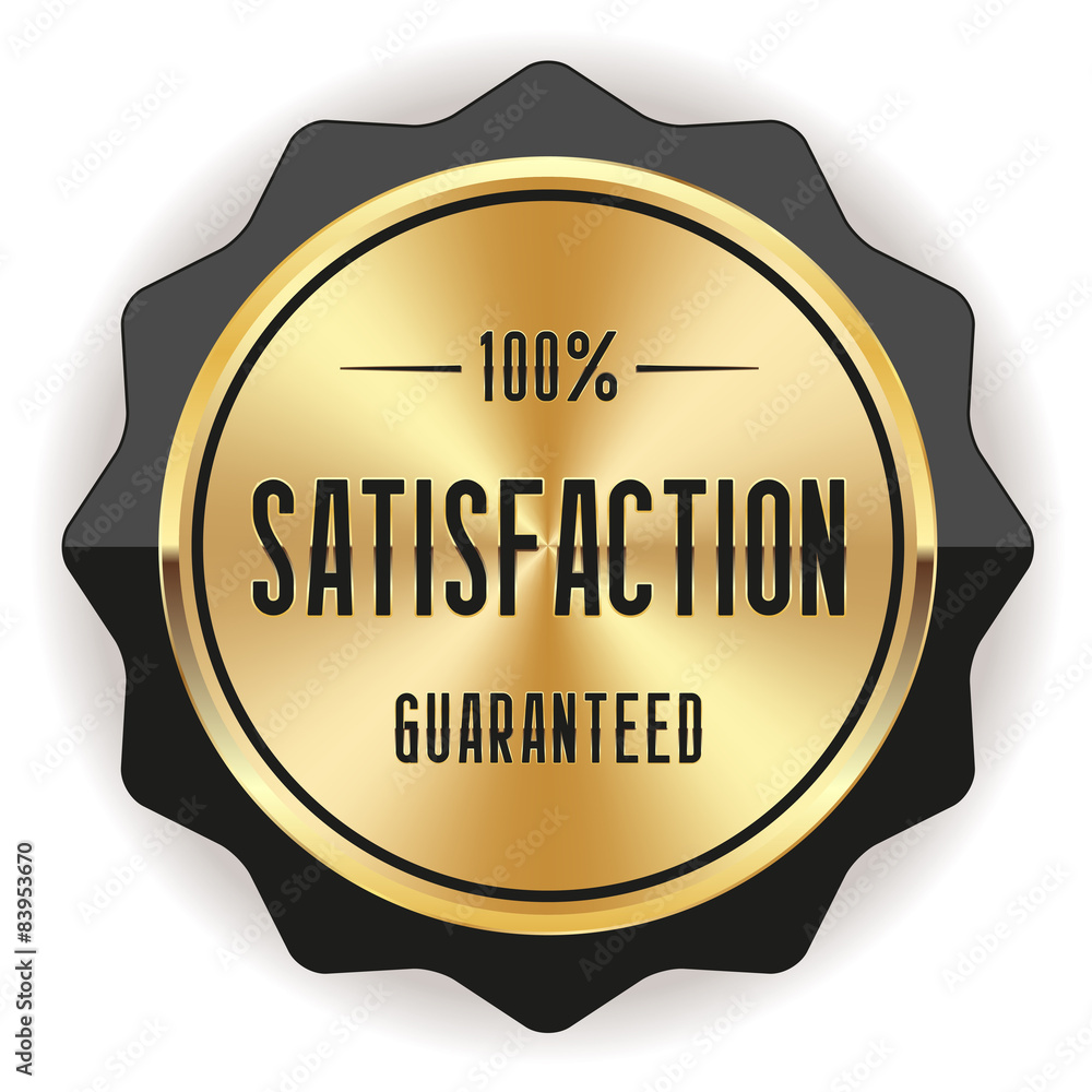 Gold satisfaction badge with black border Gold satisfaction badge with black border