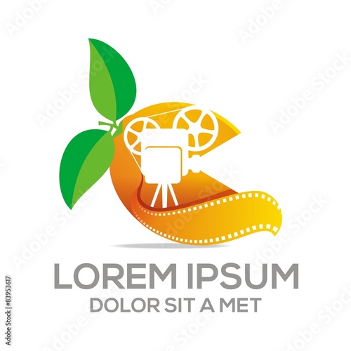 Logo Fruit Leaf Combination Movie Video Cinema Illustration