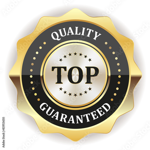 Black top quality badge with gold border