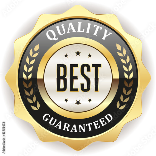 Black best quality badge with gold border