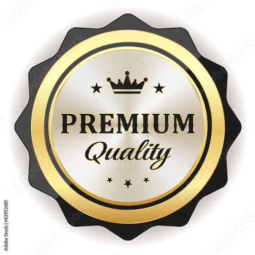 Gold premium quality badge with gold border