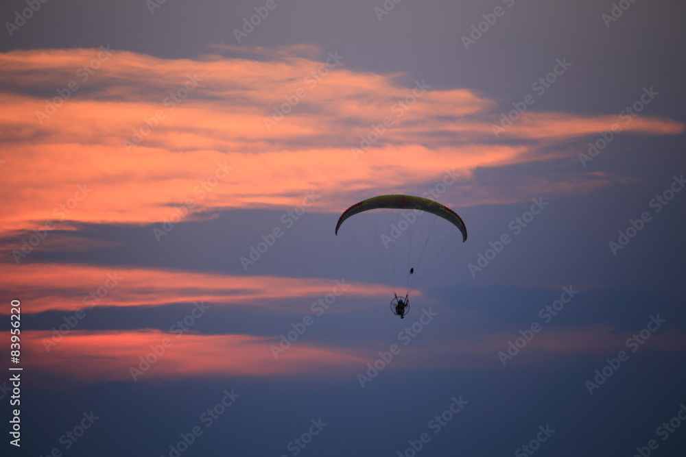 Paramotor and sunset