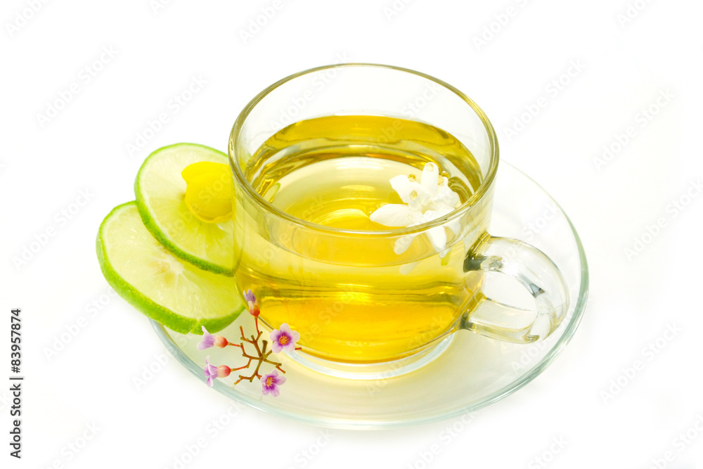 Flower tea mix honey and lemon. Flower tea mix honey and lemon.