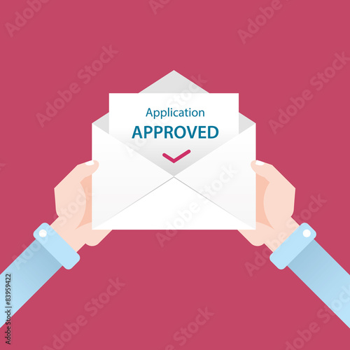 letter in envelope. application approved