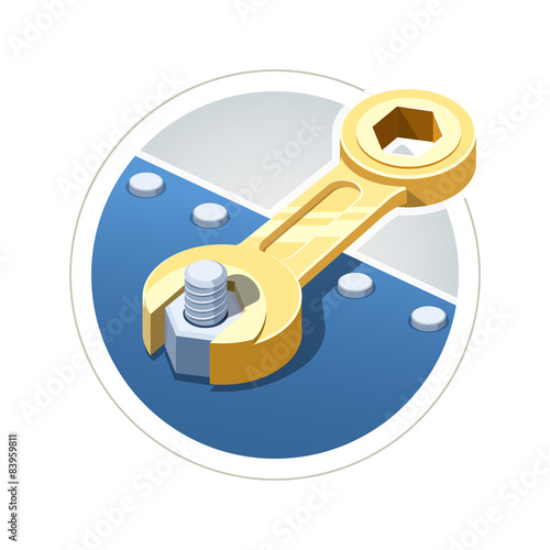 Wrench screw nut. Eps10 vector illustration. Isolated on white photo