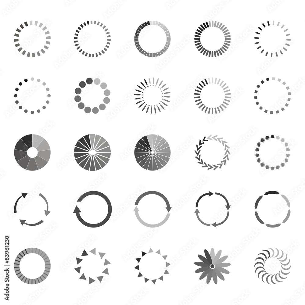 Set of loading status icons, vector illustration Set of loading status icons, vector illustration
