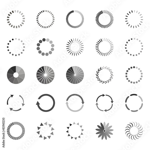 Set of loading status icons, vector illustration