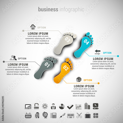 Business Infographic made of footprints.