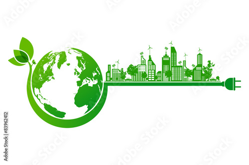 Green earth with city energy save concept