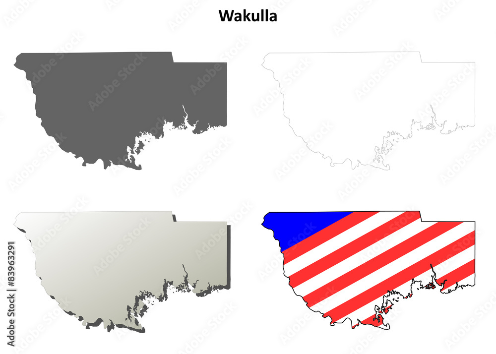 Obraz premium Wakulla County (Florida) outline map set