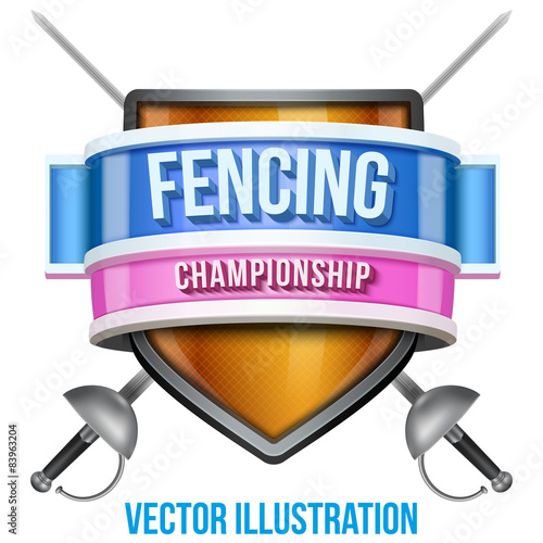 Label for fencing sport competition. Bright premium design. 