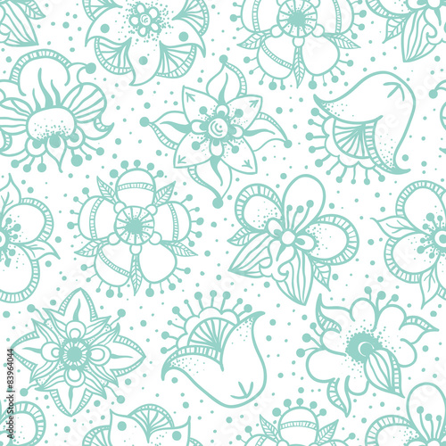 Floral seamless pattern with hand drawn flowers