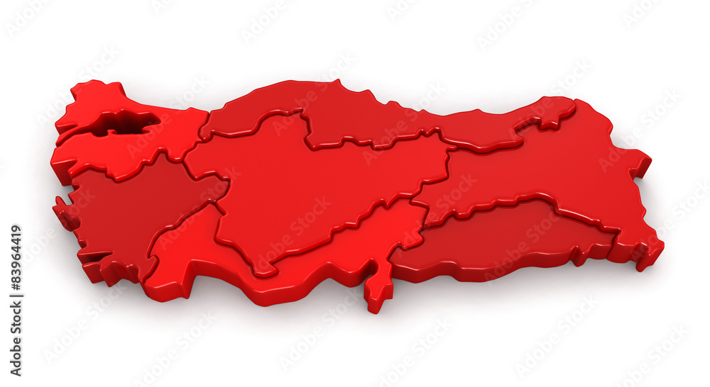 Fototapeta premium Map of Turkey. Image with clipping path.