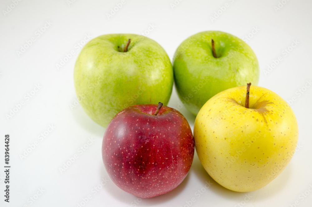 Yellow red and green apples