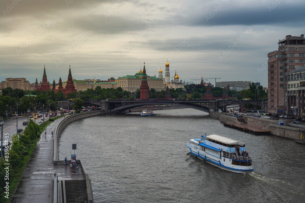 Aerial view of popular landmark - Kremlin in Moscow, Russia