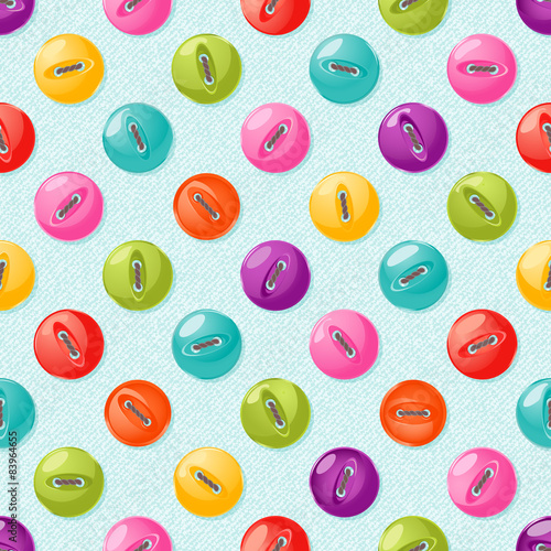 Seamless pattern with cute colorful buttons. Vector background.