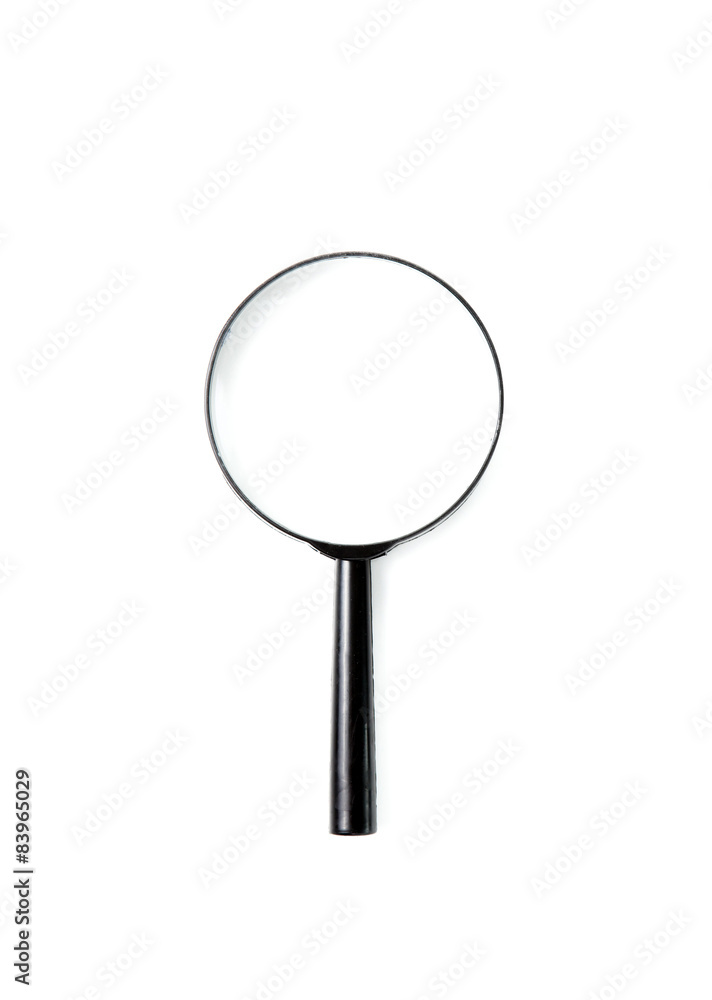 Magnifying glass isolated on white with soft shadow