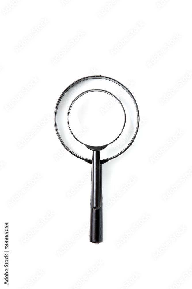 Magnifying glass isolated on white with soft shadow Magnifying glass isolated on white with soft shadow