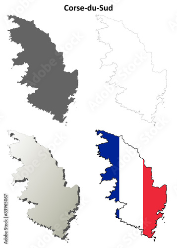 Corse-du-Sud (Corsica) outline map set
