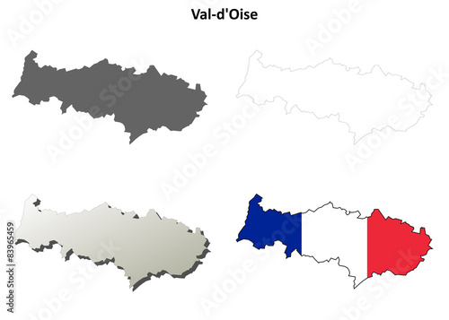 Canvas Print Val-d'Oise (Ile-de-France) outline map set