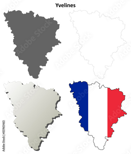 Yvelines (Ile-de-France) outline map set