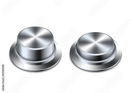 Shiny chrome buttons on a white background