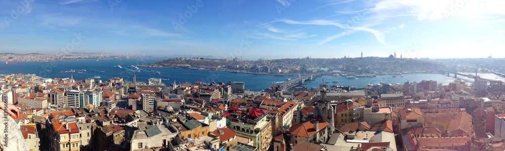 Panorama of the European part of Istanbu with Galata Tower