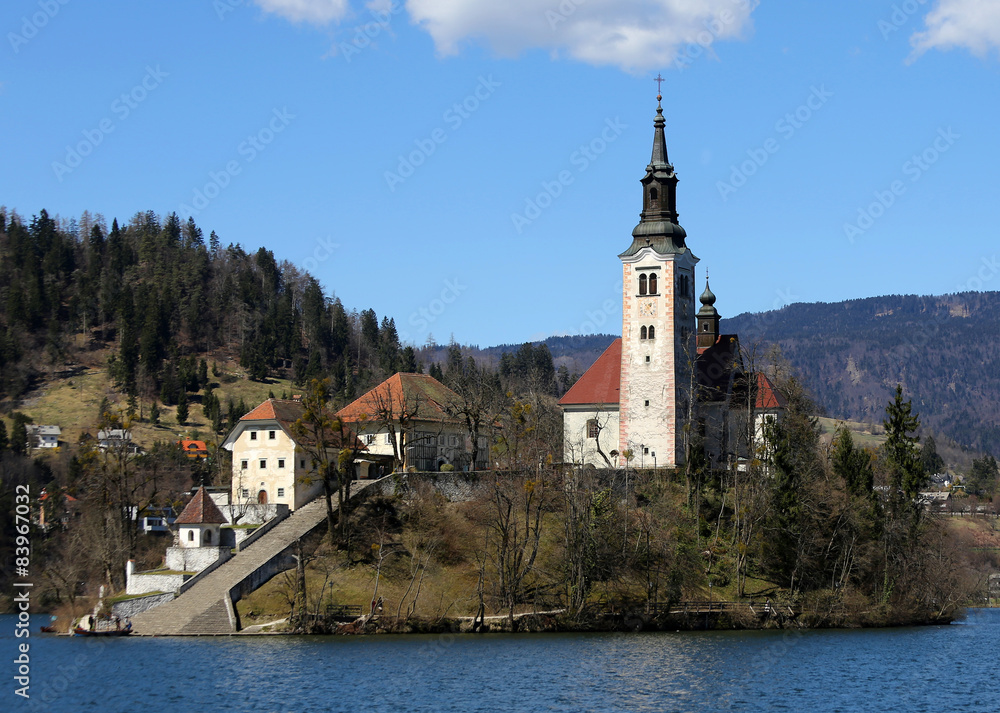 Church on the island of Lake BLED in SLOVENIA