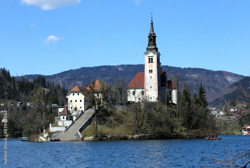 Church on the island of Lake BLED in SLOVENIA