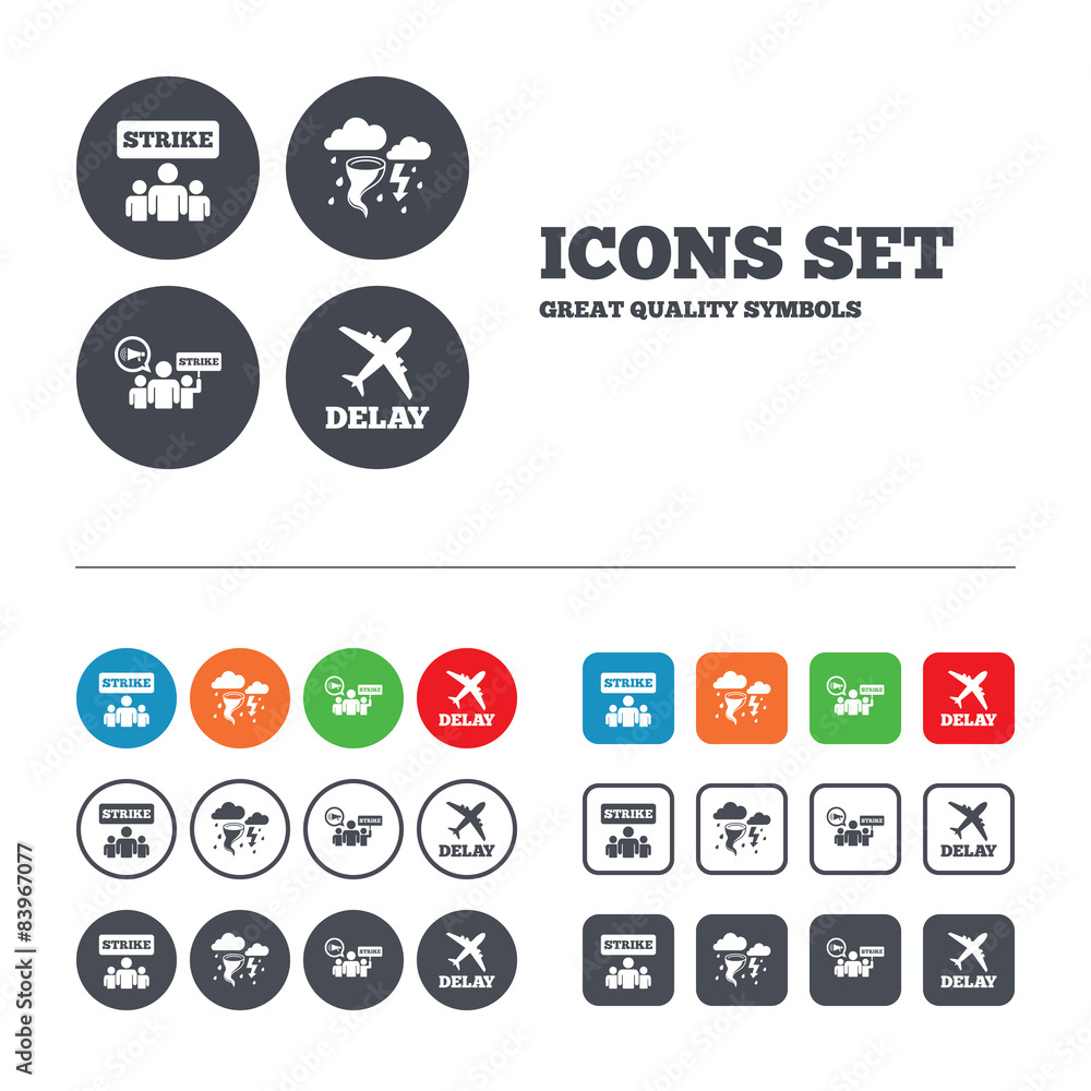 Strike icon. Storm weather and group of people. Strike icon. Storm weather and group of people.