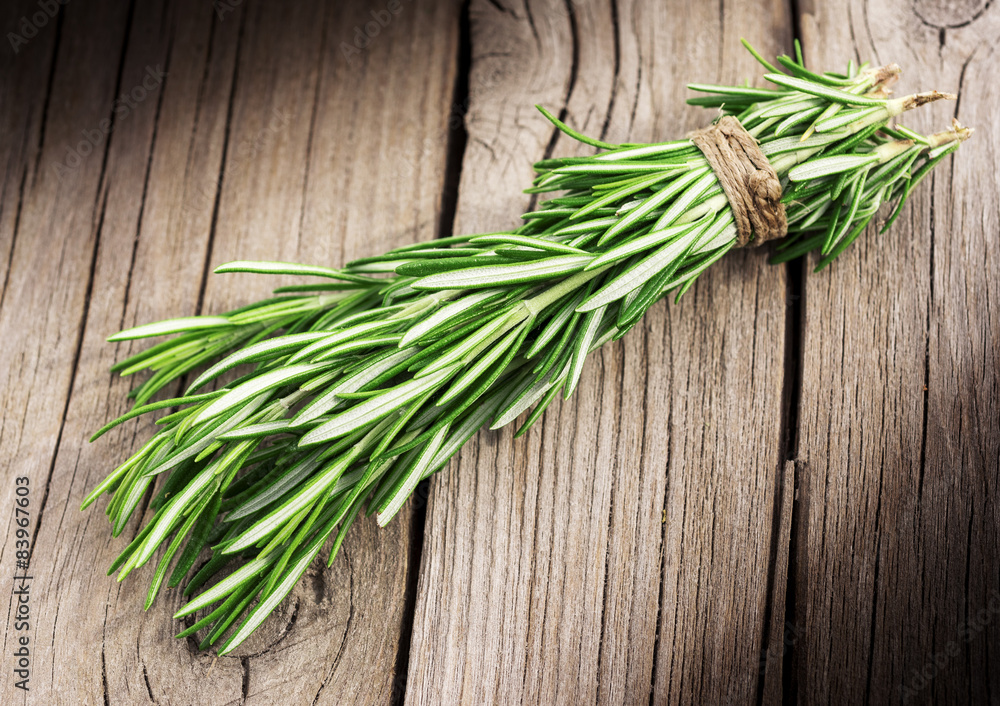 rosemary on aged wood