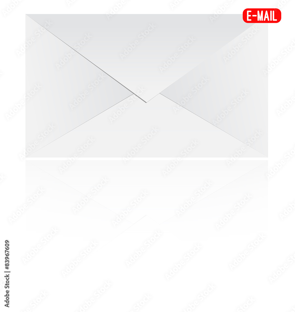 Mail Notification Envelope With Reflection Isolated Mail Notification Envelope With Reflection Isolated