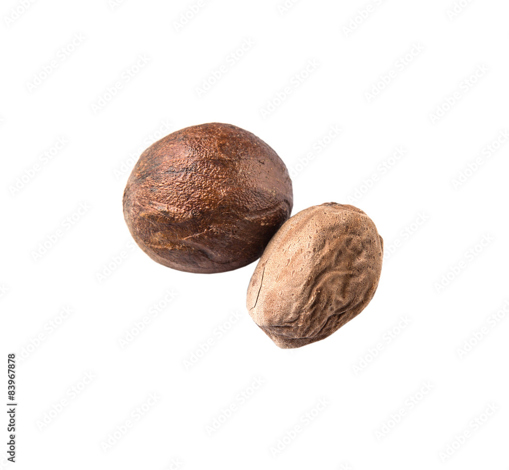 Obraz premium Nutmeg over white background
