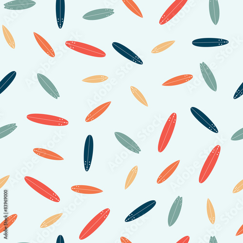 Surfboards seamless pattern in flat design. Vector