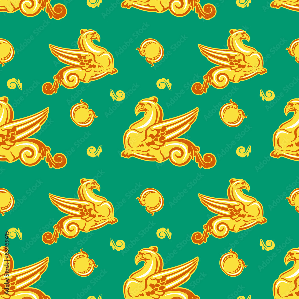 Fototapeta premium Seamless pattern with griffins
