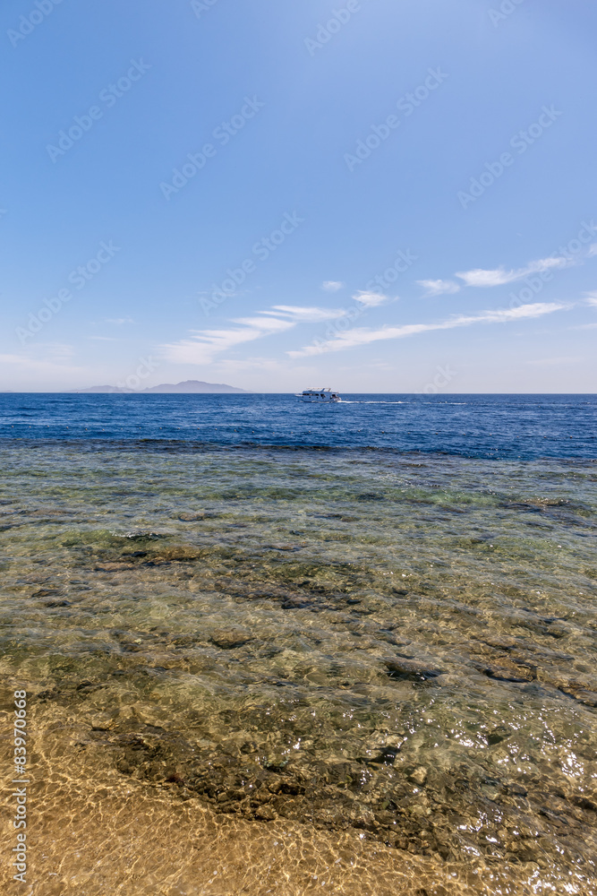 Panorama of the beach at reef, Sharm el Sheikh