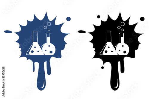 Flask with chemical reagent - Vector icon isolated