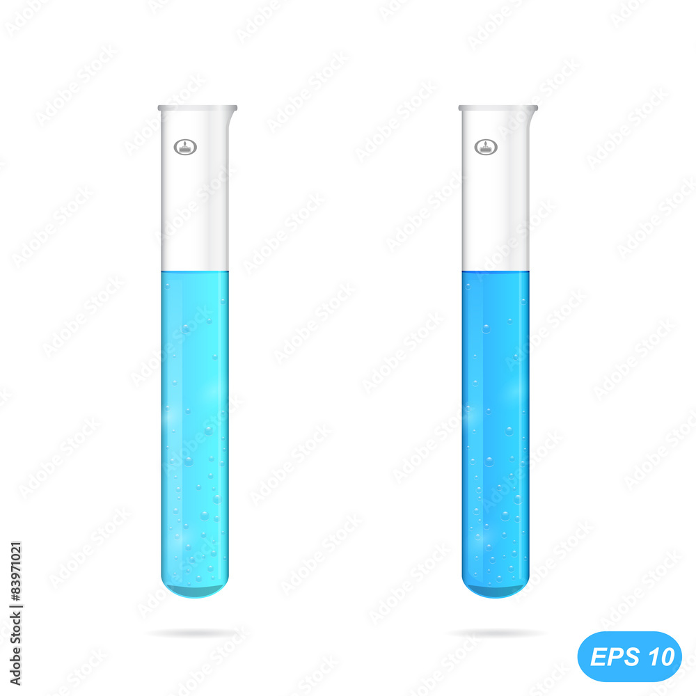 Chemical test tubes with solution Chemical test tubes with solution