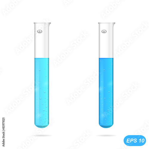 Chemical test tubes with solution
