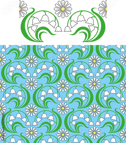 seamless floral pattern of lily of the valley