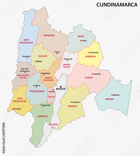 cundinamarca administrative map photo