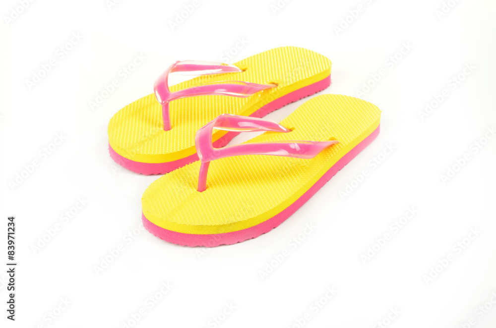 Flip Flops Yellow isolated on white Flip Flops Yellow isolated on white